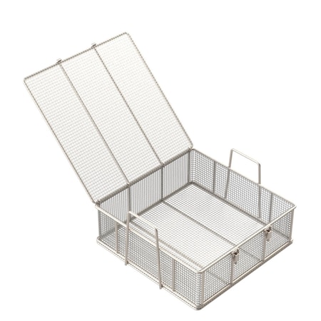 Rectangular Wire Mesh Basket: 18Lx18Wx6H, 304 SS, 5/16 Rod Frame, Mesh: 2 X .063